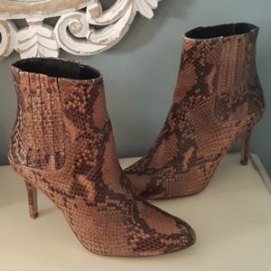 & Zara burnt orange snakeskin ankle boots